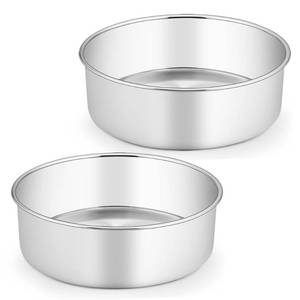 lot 3664 image: TeamFar Cake Pans, 2 PCS Stainless Steel Round 8 x 3 Inch Deep Baking Cake Pans for Wedding Birthday Party, Non-Toxic & Heavy Duty, Deep Wall & Straight Side, Dishwasher Safe