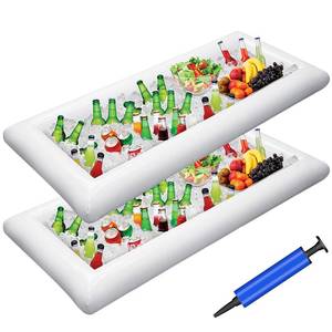 lot 3676 image: Jasonwell Inflatable Serving Bars Ice Buffet Salad Serving Trays Food Drink Holder Cooler Containers Indoor Outdoor BBQ Picnic Pool Party Supplies Luau Cooler w Drain Plug