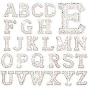 lot 4380 image: Chuangdi 26 Pcs Pearl Letters Rhinestone Patches Iron on A to Z White Adhesive Pearl Bling Patch Glitter Sew on Alphabet Applique Bling English Letter for Clothes Fabric DIY(1.85 Inch,White)