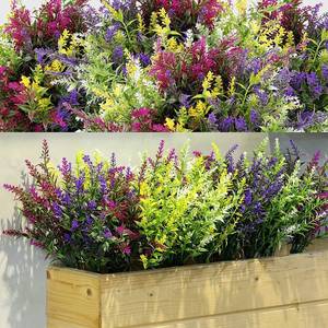 lot 4390 image: WILLBOND 12 Bundles Outdoor Artificial Flowers Lavender Flowers UV Resistant Plants Fake Bushes Faux Greenery Plants for Table Centerpiece Home Planter Garden Patio Front Porch Yard Decor(Mixed)