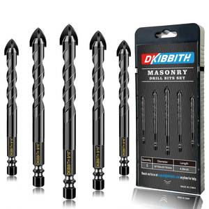 lot 4407 image: 5 Pcs 916 Masonry Concrete Drill Bit Set for Tile Brick Glass Plastic Wood, Cross Tungsten Carbide Tip, Hex Shank, Work with Ceramic Porcelain Tile Wall Mirror Paver,916 Inch Drill Bits, 14mm