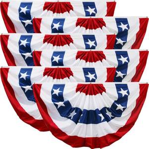 lot 4427 image: HOOSUN 4th of July Decorations,American Flag Bunting for Outside,Patriotic Fourth of July Bunting Memorial Day Decorations,USA Pleated Fan Flag 1.5x3 FT,Red White and Blue Buntings Banner 6 Pack