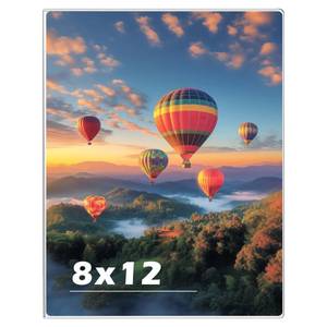 lot 4428 image: 8 x 12 Acrylic Picture Frame, HorizontalVertical Clear Photo Frame for Wall with Tape, No Drilling Floating Hanging Frameless Picture Frame, Wall Mount Sign Holder 8x12 for Home, School, Office