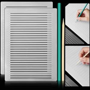 lot 4431 image: Fainne 2Pack Plastic Straight Line Stencil Template for Journaling Spacing Line Lettering Guide 11 Inch Scale Writing Ruler Envelope Addressing Template with Bamboo Stick and 2B Pencil for Paper(9mm)