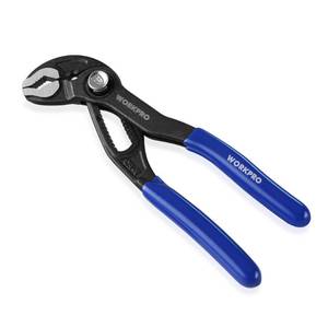 lot 4436 image: WORKPRO 5-Inch Water Pump Pliers, Premium CR-V Construction Quick Adjust Groove Joint Pliers, V-Jaw Quick Release Push Lock with Comfortable Grips