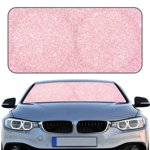 lot 6018 image: Windshield Sun Shade Foldable Car Front Window Covers for Car Accessories Sun Heat UV Rays Visor Protector Protection for Universal Cars SUV Truck(Pink Sequins)