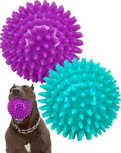 lot 6026 image: Pweituoet 2 Pack 4.5 Heavy Duty Squeaky Dog Ball for Medium Large Dogs, Spikey Dog Ball Toys for Clean Teeth and Training, Large Dog Toys for Aggressive Chewers��