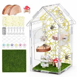 lot 6032 image: Hysagtek Jumping Spider Enclosure, Acrylic Arboreal Tarantula Enclosure Small Reptile Terrarium with Magnetic Door, Clear Jumping Spider Enclosure Accessories