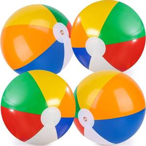 lot 6041 image: 3 otters 4Pack 12 Inch Beach Balls, Inflatabl Rainbow Swimming Pool Toys for Summer Water Games, Beach Party Favors