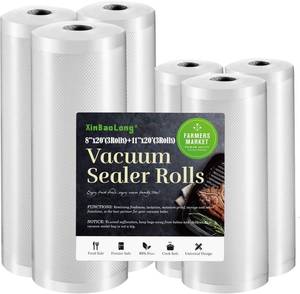 lot 6478 image: Vacuum Sealer Bags For Food 6 Pack (3 Rolls 11x20  3 Rolls 8x20)