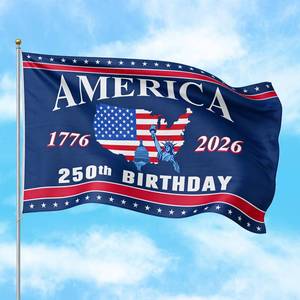 lot 6492 image: 4th of July Decorations - 3x5 Ft Double Sided 3 Layers 250th Anniversary Flag - Fourth of July Independence Day Patriotic Red White and Blue 250th Anniversary American Flag Decor for Indoor Outdoor
