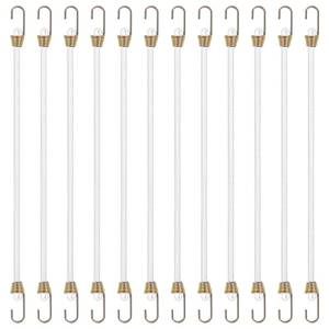 lot 8001 image: 12PCS Small Bungee Cords with Hooks, Ymapinc 10 Inch White Rubber Straps for Camping, Luggage, Roof Racks, Car Tents, Bikes, Rvs, and Outdoor Activities Durable and Versatile Mini Bungee Cords