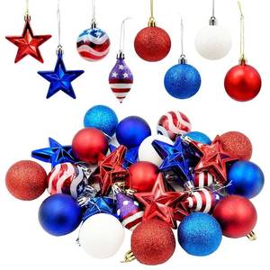lot 8012 image: Patriotic Ornaments Hanging Balls - 28 Pcs 4th of July Independence Day Tree Ornaments Memorial Day Red White Blue Stars Balls for Veterans Day Holiday Party Home Christmas Tree Decor (red blue white)