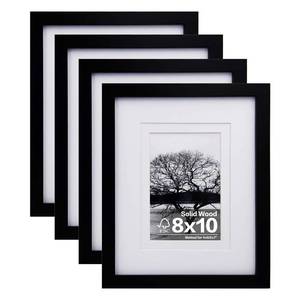 lot 9055 image: Egofine 8x10 Picture Frames Set of 4, Made of Solid Wood Covered by Plexiglass 4x6 and 5x7 with Mat or 8x10 without Mat, for Table Top Display and Wall Mounting Photo Frame Black