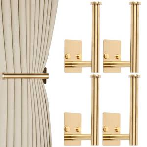 lot 9057 image: OCIOLI 4 Pack No Drill Curtain Holdbacks - Self-AdhesiveScrew-in Metal Curtain Tie Backs with Rustproof SUS304 Steel, Wall Mount Drapery Hooks, Damage-Free Installation for All Curtains (4, Gold)