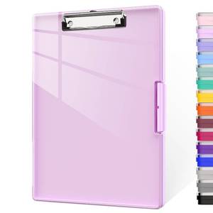 lot 9060 image: Piasoenc Clipboard with Storage, 8.5 x 11 Clip Boards with 2 Storage, Pink