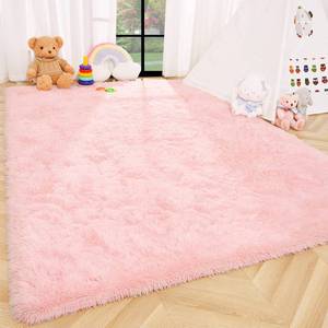 lot 9063 image: ISEAU Fluffy Rug Carpets Soft Shaggy Area Rugs, Indoor Floor Mats for Kids Room Fuzzy Carpet, Dorm, College, Apartment Mat Bedside Rug for Boys Girls Bedroom Living Room Home Decor, 3ft x 5ft, Pink
