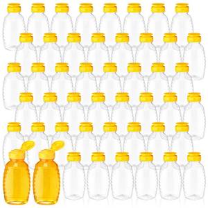lot 9066 image: Didaey 48 Pcs 12 oz Plastic Honey Bottles Clear Jars Honey Dispenser with Lids Caps Containers Leak Resistant Empty Refillable Squeeze Bottle for Maple Syrup, Storing and Dispensing
