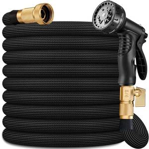 lot 9069 image: Flexible Garden Hose 75 FT, Ultra Lightweight Water Hoses 75FT w10 Function Sprayer and 34 Brass Fittings, Kink-Free, Sturdy, Abrasion Resistant for Yard, Lawn, Outdoor and Gardening(Black)
