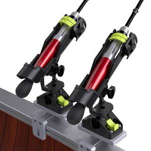 lot 9080 image: Fishing Rod Holders for Boat, Fishing Boat Rod Holder with Square Rail Mount Track Mount, 360 Degree Adjustable Pole Holders Fishing Rod Rack 2Pack