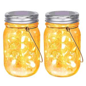 lot 9094 image: SteadyDoggie Solar Mason Jar Lights - Set of 2 Magical Patio Lights in Glass Lanterns - Hang Them Anywhere Outdoors for Enchanting Illumination - Waterproof and Decorative - 5.2 x 3