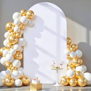 lot 10121 image: 7.2 ft Arch Backdrop Cover White, Double-Sided Spandex Arch Covers Stretchy Backdrop for Balloon Arches Birthday Party Baby Shower Banquet Wedding Photo Background