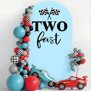 lot 10129 image: Tingjoo 6.6FT Two Fast Birthday Arch Backdrop Cover Blue Racing Car Theme Two Fast Decorations for Boys Happy 2nd Birthday Party Decor Black Bday Sign for Arch Backdrop(Style 1)