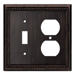lot 10130 image: Henne Bery Sunken Pearls Decorative Wall Plate Switch Plate Outlet Cover (ToggleDuplex, Aged Bronze)