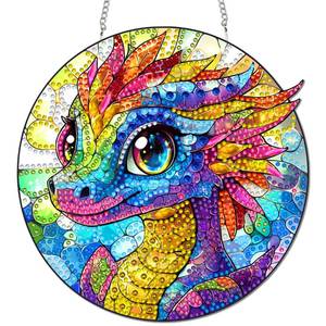lot 10132 image: Reofrey Hanging Diamond Art Kits for Adults - 8x8 Inch Dinosaur Acrylic Board Double Sided Pattern Diamond Painting Suncatcher Pendant, DIY Crystal Art for Home Wall or Window Decoration Handmade Gift