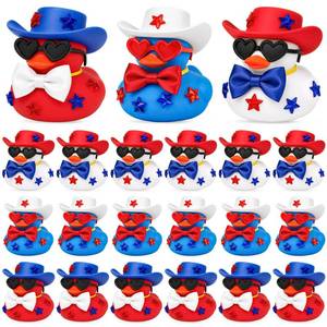 lot 10135 image: Cinrobiye 24 Pack Patriotic Rubber Ducks, Red White & Blue Duckies for 4th of July Decorations, Independence Day 250th Anniversary Party Favors, Goodie Bag Fillers, Prize Box Favors, Party Supplies