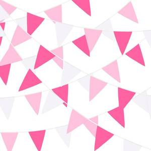 lot 10144 image: MARFOREVER 28 FT Rose Hot Pink Pennant Banner 30 Pcs Pink Fabric Triangle Flag Bunting Garland for Graduation Baby Shower Nursery Garden Wedding Engagement Anniversary Theme Party Decorations
