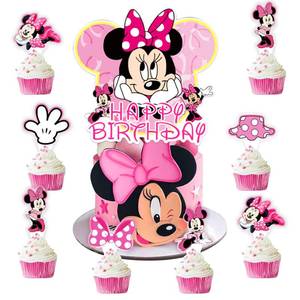 lot 10145 image: Pink Mouse Birthday Cake Topper for Girls, 25 Pcs Cute Mouse Cake Topper and Cupcake Toppers Set, Cartoon Themed Celebration Cake Decor, Perfect for Kids Cartoon Birthday Baby Shower Party Supplies