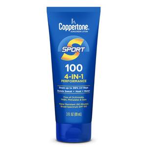 lot 10156 image: Coppertone SPORT Sunscreen Lotion Broad Spectrum SPF 100 (3 Fluid Ounce) (Packaging may vary)