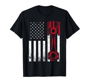 lot 10163 image: Car Enthusiast - American Flag Piston Muscle Car Gift T-Shirt