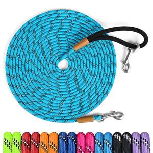 lot 10181 image: lynxking Long Dog Leash Reflective 15ft 30ft 50ft Check Cord Training Lead Padded Handle Heavy Duty Rope for Puppy Small Medium Large Dogs (Light Blue, 30ft x 38inch)