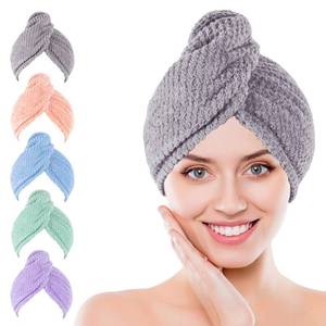 lot 10185 image: Kldnkig Soft Microfiber Hair Drying Towel Wrap, 5 Pack Elastic Hair Turbans for Fast Drying, Ideal for Women, Curly Wet Hair