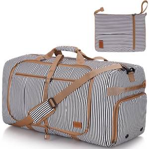 lot 10186 image: 80L Large Duffle Bag for Travel, 26 Travel Duffel Bag with Shoe Compartment, Foldable Collapsible Overnight Bag Gym Bag Weekender Bags for Men Women, Water & Tear Resistant (Stripe, 80L)