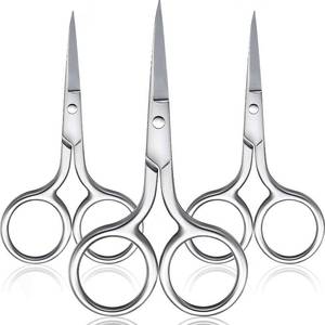lot 10196 image: Mudder 3 Pack Small Nose Scissors Facial Hair Trimming Mini Beauty Stainless Steel Grooming Pointed Scissor for Grooming Eyebrows, Nose, Mustache, Beard
