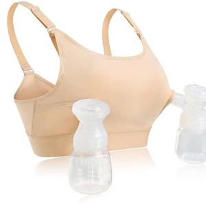lot 10198 image: Hands Free Pumping Bra Hands-Free Breast Pump Bra Nursing Bras for Pumping Adjustable Breast-Pumps Holding and Nursing Bra (Beige, X-Large)