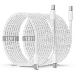 lot 10208 image: USB C to C Charging Cable 10ft, 60W Fast Type C to C Charger Cord Long for Apple iPhone 17 Pro Max17 Air16 Pro Max15 Plus, MacBook Pro 202120202019,iPad 12.911 inchMiniAir 54,Samsung Galaxy