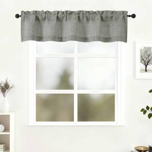 lot 10212 image: Lecloud Dark Grey Valances for Windows 12 Inch Length, Rod Pocket Light Filtering Faux Linen Textured Short Kitchen Curtains, Soft Airy Drapes for Cafe Bathroom Window, 52 W x 12 L 1 Panel