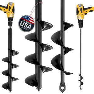 lot 11823 image: K-Brands Auger Drill Bit for Planting 2 Pack 1.6 x 16 Inch & 3.5 x 16 Inch Set �� Garden Spiral Hole and Bulb Planter Tool for Umbrella Holes - Compatible with 38 Inch Hex Drive (Only One)