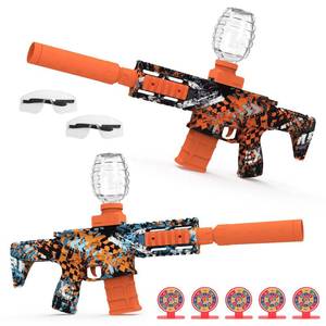 lot 11834 image: 2 Pack Gel Ball Blaster Automatic Electric Splatter Ball Toy 10 Rounds Per Seconds with Rechargeable Batteries, Line, Goggles and Target - Outdoor Activities Team Game Toy Age 14