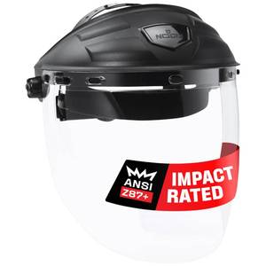 lot 11842 image: NoCry Premium Safety Face Shield for Grinding and Cutting �� Clear Anti-Fog, Impact Resistant Visor and Adjustable Headgear �� ANSI Z87.1 Certified for Industrial Use �� Washable Sweatbands Included