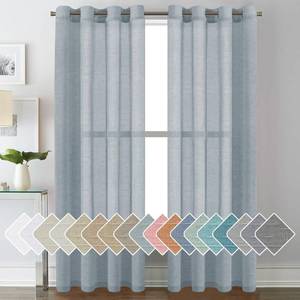 lot 11843 image: H.VERSAILTEX Linen Curtains Flax Linen Blended Curtain Panels for Living RoomBedroom Semi Sheer Privacy Curtains 84 inch Length 2 Panels Set Nickel Grommet Window Drapes - Teal