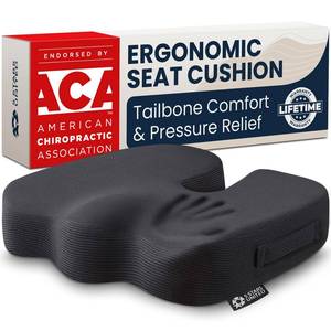 lot 11849 image: 5 STARS UNITED Seat Cushion - Memory Foam Chair Cushion for Tailbone Pain Relief - Ergonomic Support for Coccyx, Sciatica & Butt - Office, Desk & Gaming Chair, Car Seat, Wheelchair, Airplane, Black