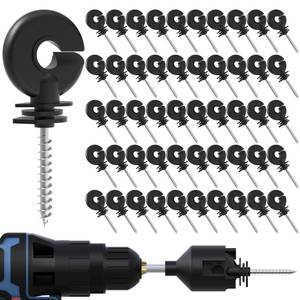 lot 11857 image: NQN 50 Pcs Black Electric Fence Insulator Screw-in Insulator Fence Ring Post Wood Post Insulator and 1 Pc Free Insulator Socket Tool (Grid System Accessories for Animal Husbandry Electronic)