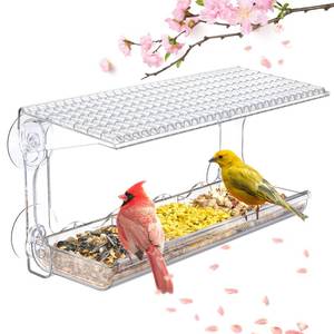 lot 11860 image: SUNALLY Window Bird Feeder for Outdoors, Clear Bird Feeders Window Mounted with Strong Suction Cups, Transparent Birds House Outside Wild Watching for Garden, Yard, Elderly Kids Viewing