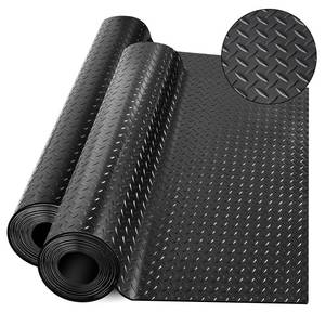 lot 11862 image: Diamond-Plate Rubber Flooring Rolls, 21FT 16IN Garage Floor Mat, 4  7Ft Cover Area PVC Garage Flooring Roll for Garage Floor, RV Trailer Flooring, WaterStain Resistant Parking Mat Black(1Pcs)