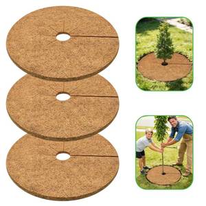 lot 11878 image: ZeeDix 3 Pack Coconut Fiber Mulch Ring, 30 Inch Coco Coir Tree Ring Mulch Mat, 100% Natural Tree Protector Mat Plant Cover Ring Coconut Coir Discs Tree Mats Mulch Rings for Indoor Outdoor Trees Plants